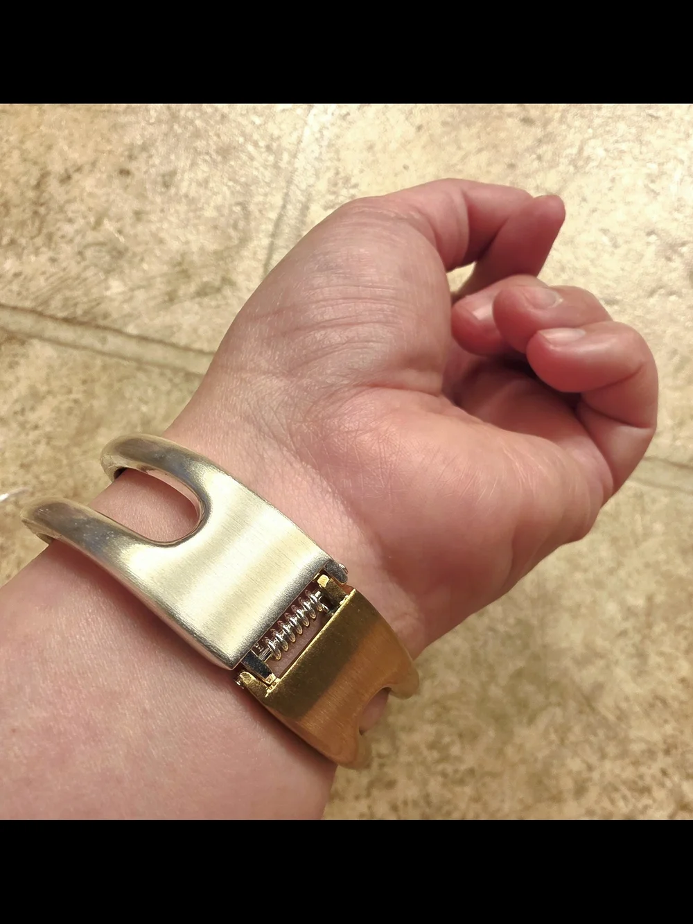 Elegant Pearl-Top Open Cuff Bracelet 2 Tone